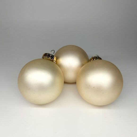 VTG 12ct Sparkling Creations Gold Cream Glass Small Christmas Ornaments 1.75” - Picture 2 of 16